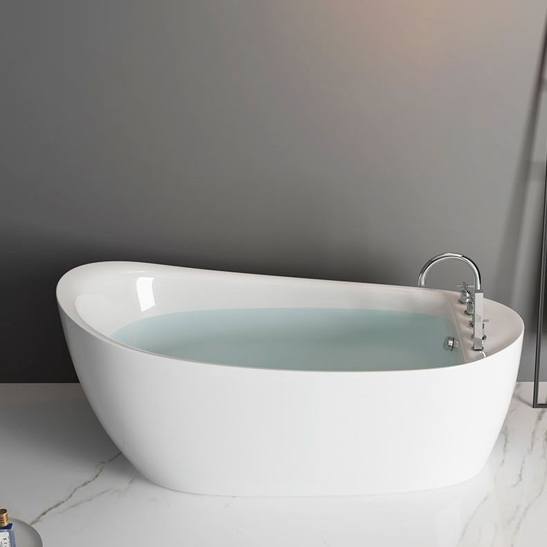 Freestanding Acrylic Bathtub Pop-up Drain Oval Modern Right-Hand Bath