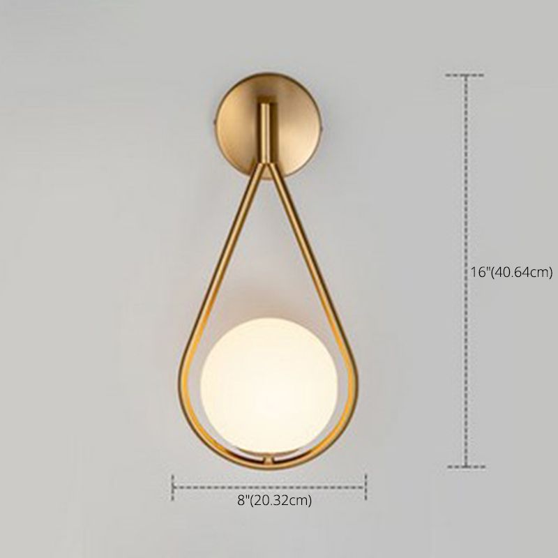 Nordic Minimalist Glass Wall Lamp Milky Glass Metal Base