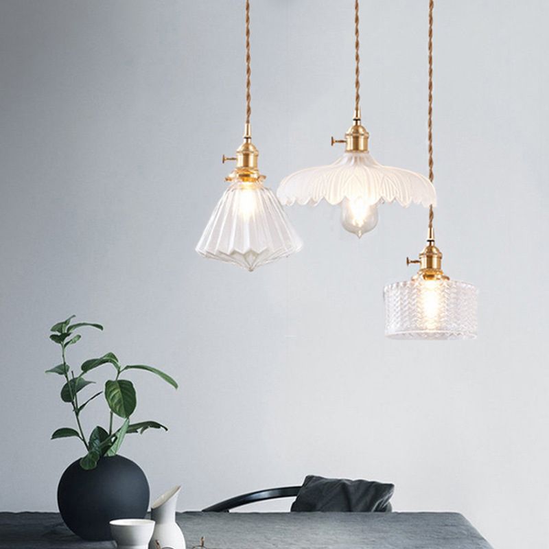Luz de lámpara colgante de vidrio de latón Iluminación industrial de 1 luces de 1 luces para restaurante