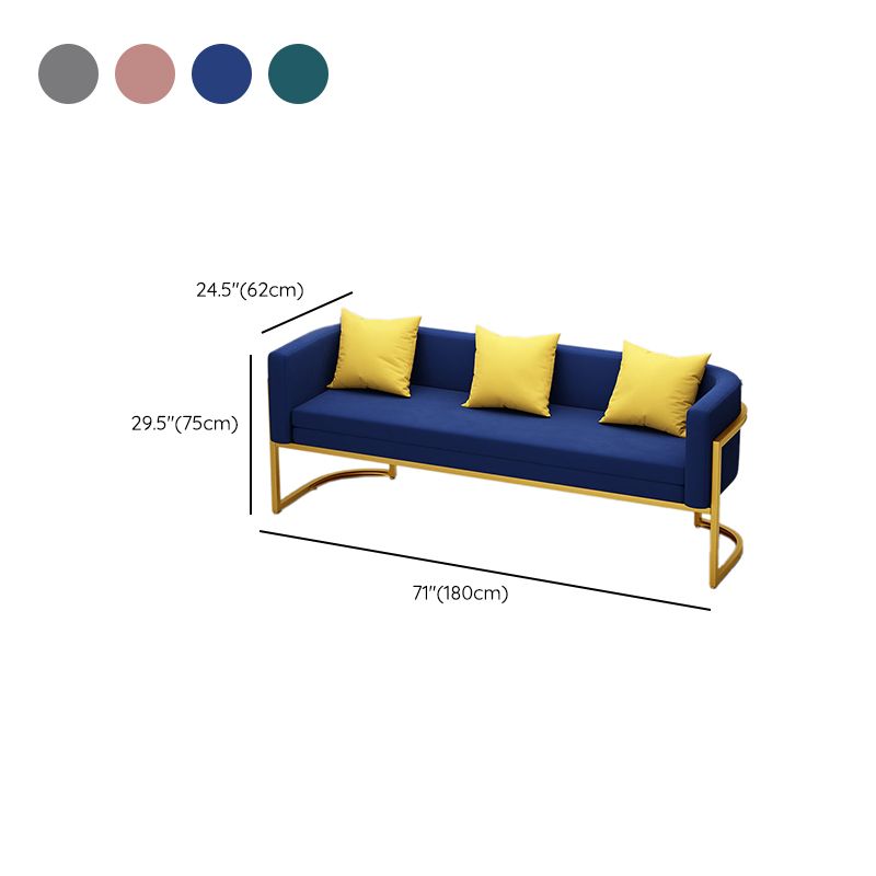 Scandinavian Solid Color Velvet Pillow Back Sofa with Tuxedo Arm
