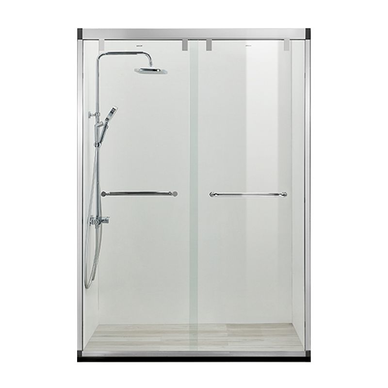 Black Double Sliding Shower Bath Door Semi-Frameless Tempered Shower Doors