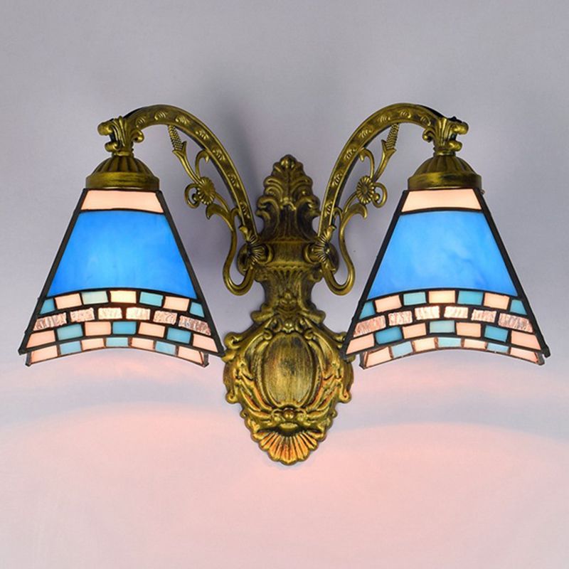 Tiffany Geometric Vanity Lamp Glass 2-Light Vanity Wall Lights