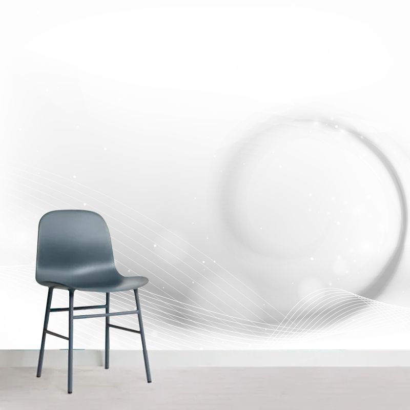 Minimalistic Swirling Patterned Mural for Bedroom Customized Wall Decor in White