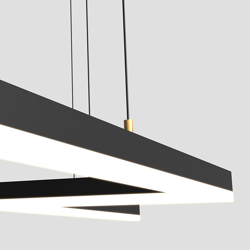 Linear Shape Island Light Modern Style Metal 1-Light Island Lighting in Black