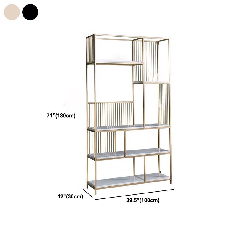 70.9" Tall Metal Book Shelf With Rectangular Shelves Bookshelf Open Back