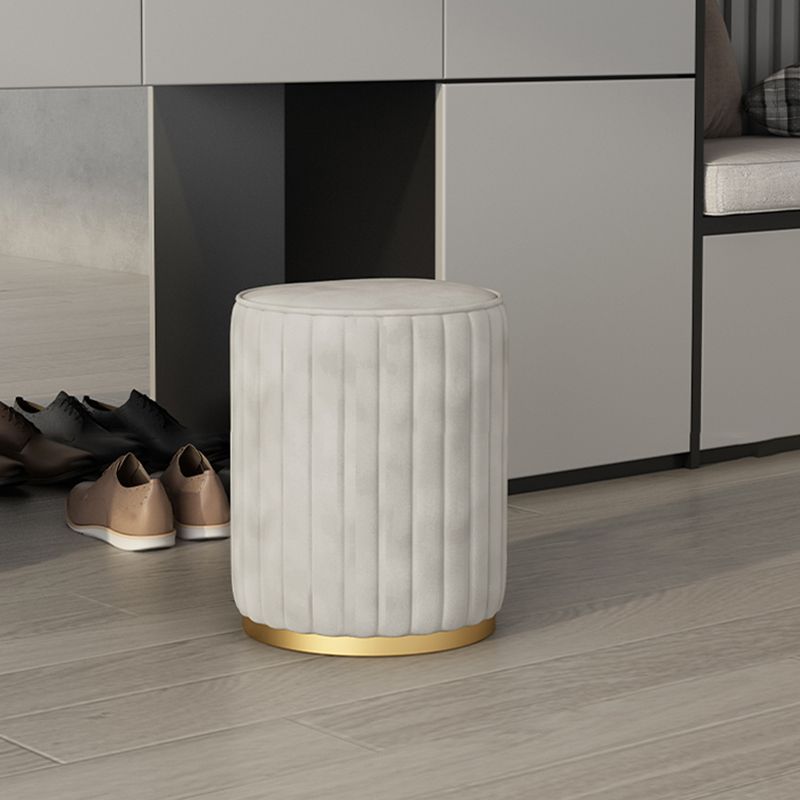 Glam Velvet Pouf Chair Tear Resistant Cylinder Shape Gold Base Ottoman Stool
