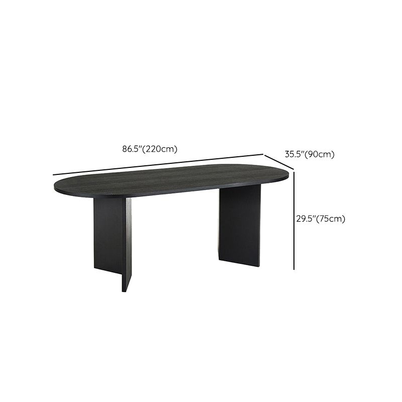 Modern Wood Dining Table Oval Black Dinner Table for Dining Room
