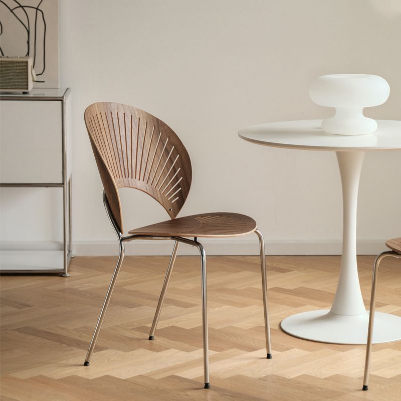 Industriële armloze stoelen indoor-outdoor massief houten eetstoelstoel