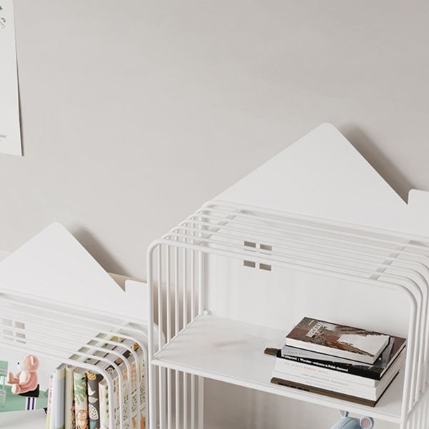 Contemporary Antique Finish Shelf Bookcase Metal Bookshelf with Shelves