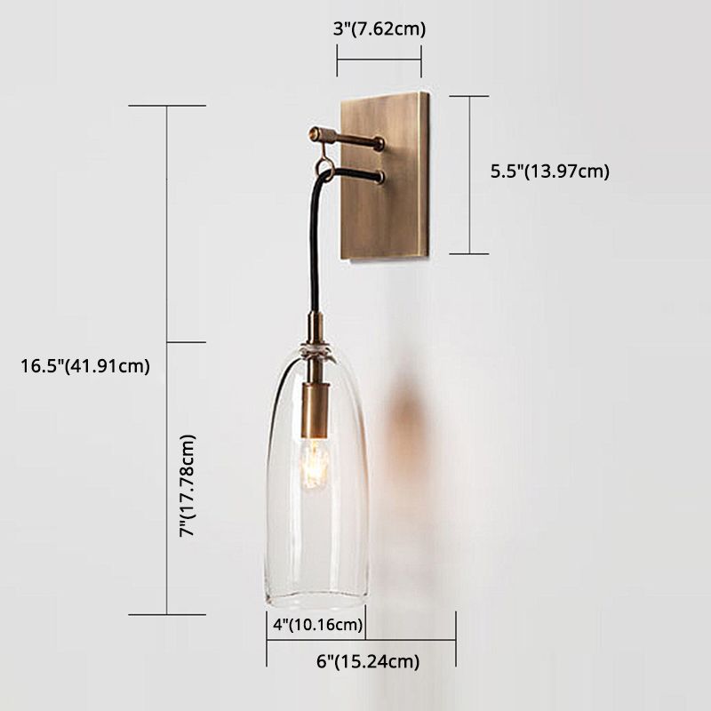 American Simple Wall Light Fixture Down Lighting Sconce Light in Glass Shade