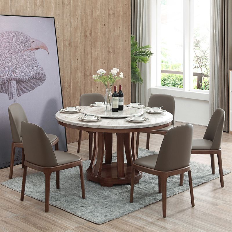 Sintered Stone Dining Table Modern White Convertible Furniture with Pedestal Base for Home