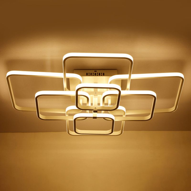 Lámpara de montaje de semi lavado cuadrado lámpara de montaje de techo acrílico moderno para sala de estar