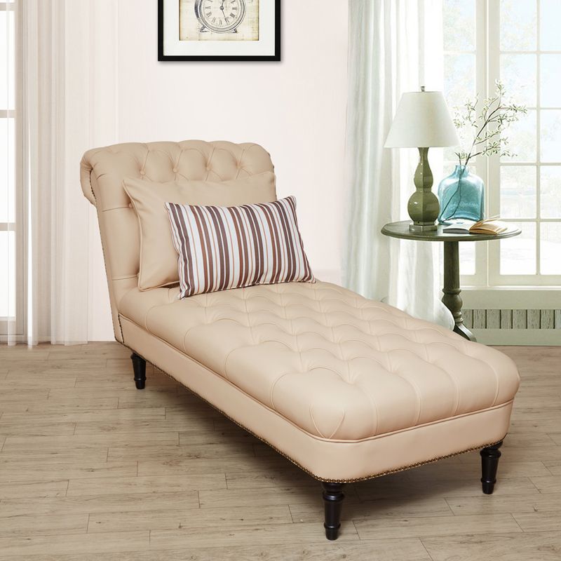Modern Tufted Chaise Lounge Birch Armless Chaise for Bedroom and Living Room
