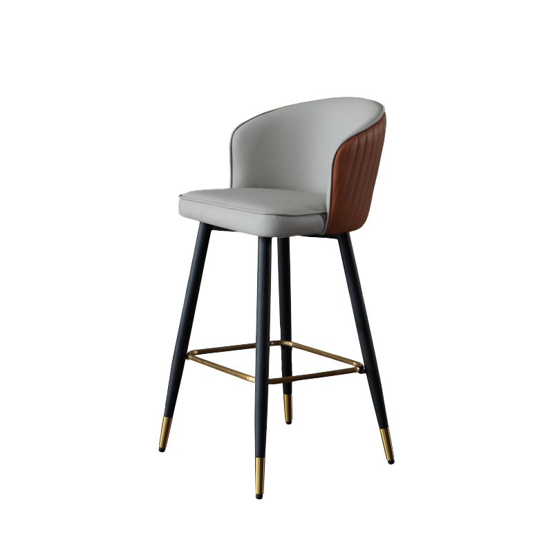 Glam Style Bar Stool Leather Backrest Bar Stools for Dining Room with Metal Legs