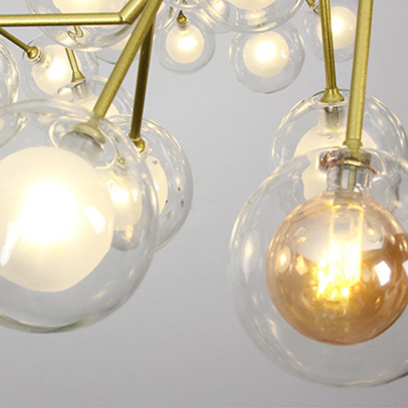 Blase Esszimmer Kronleuchter Licht mit Ast Design Clear Glass 39 "/47" W 27/36-Light Moderne Hanging Lampe in Gold