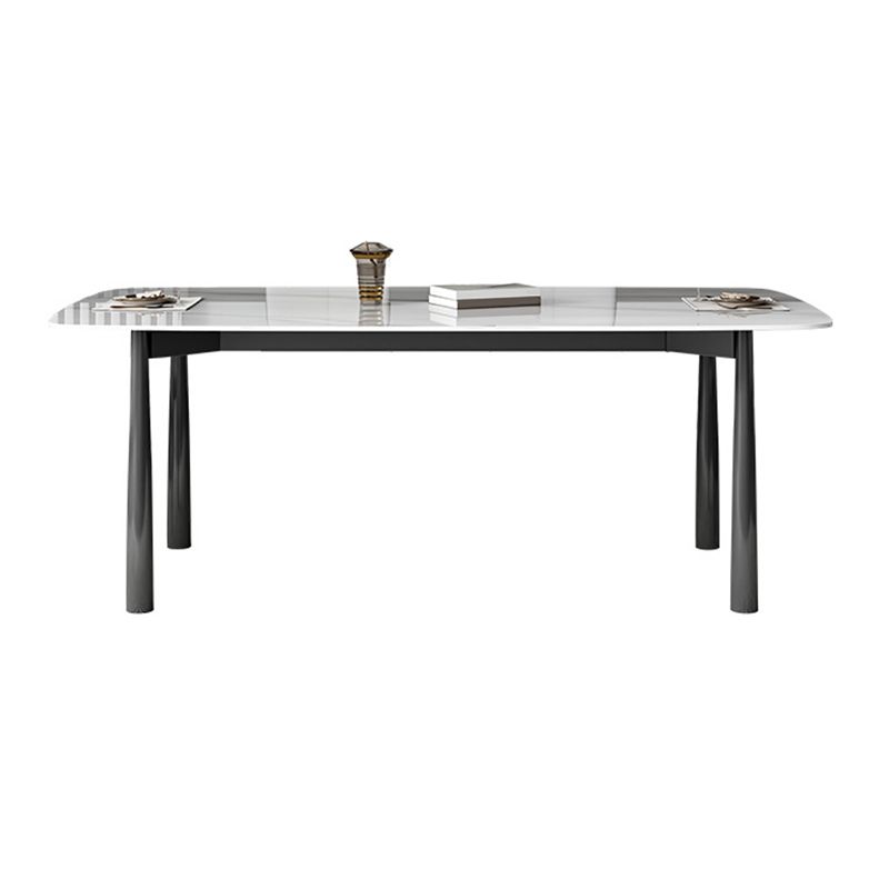 Contemporary Rectangular Stone Dining Table with Stainless Steel Legs