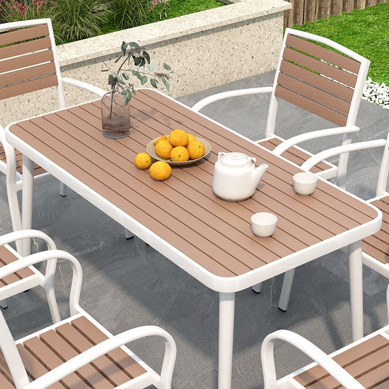 Industrial Brown Dining Set Rust Resistant Metal Dining Table