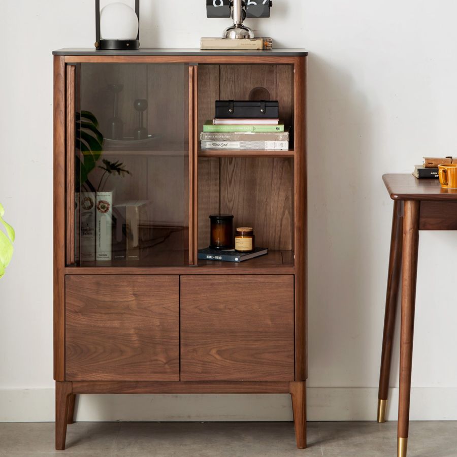 Mid-Century Modern Square Living Room Accent Cabinet with Doors