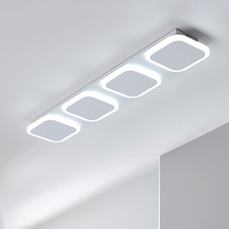Moderne rechteckige Deckenleuchte aus Acryl mit 4/5 Lichtern für Schlafzimmer, LED-Deckenleuchte in Weiß, weißes/warmes Licht