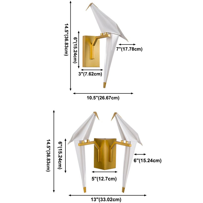 Postmoderne metalen wandlicht wit papier kraanwand sconce licht voor woonkamer slaapkamer