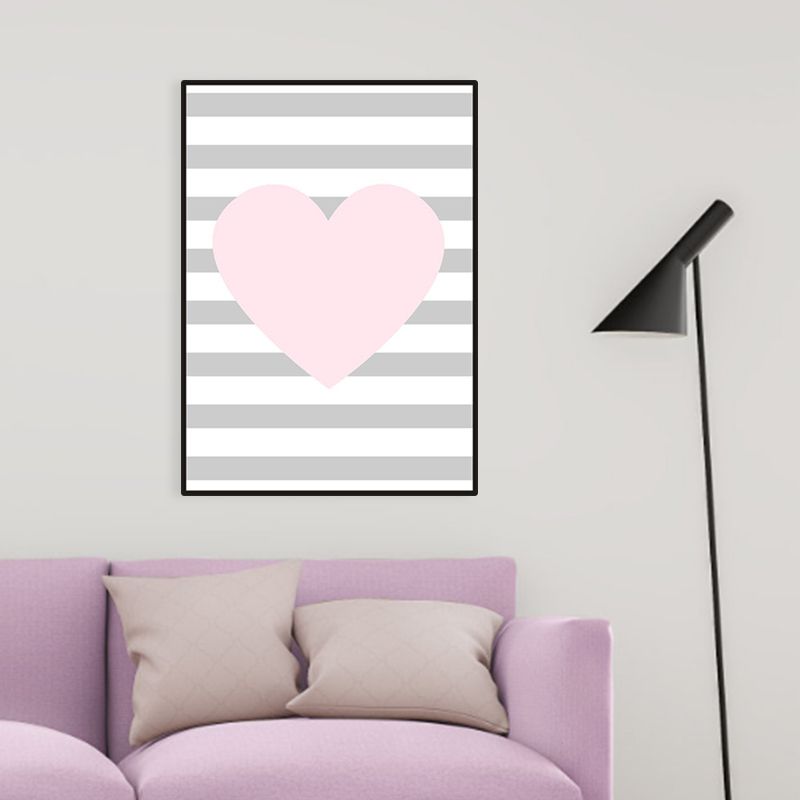 Illustrated Abstract Wall Decor Textured Children's Art Girls Bedroom Canvas in Pink