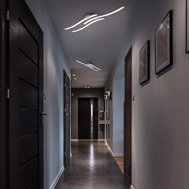 Luminaire semi-encastré Wave en aluminium, plafonnier moderne à montage encastré
