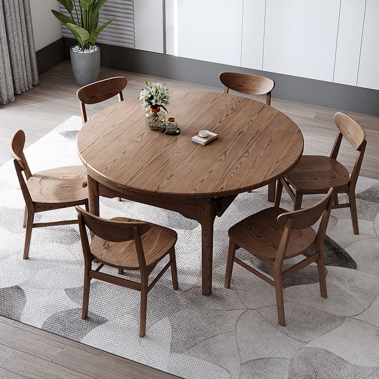 Moderner Stil Brauner Esstisch runden massiv Holz Esstisch mit 4 Beinen für Zuhause
