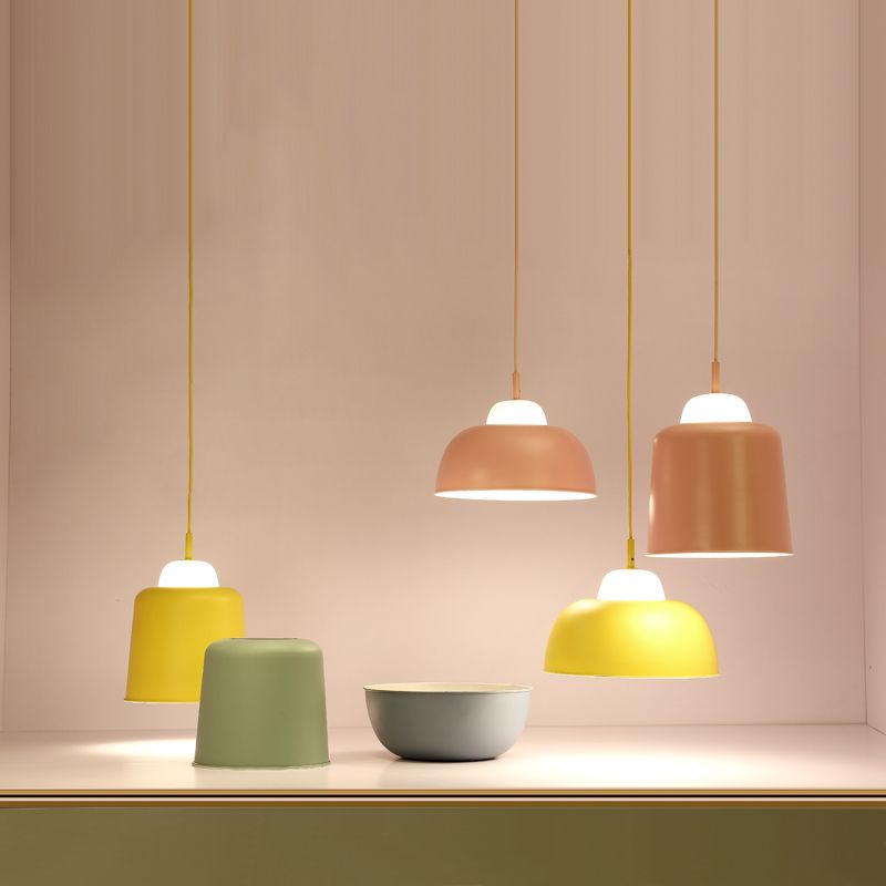 Pot Cover Shape Hanging Lighting Modern Style Metal 1 Light Hanging Lamp for Living Room