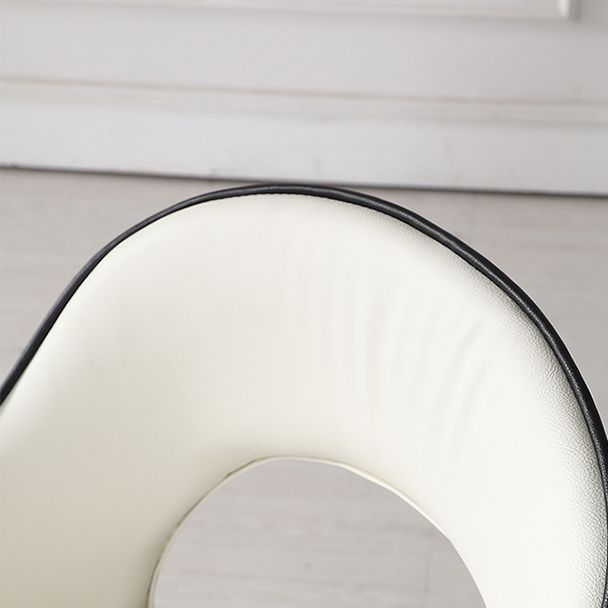 Glam Open Back Dining Armchair PU Leather Dining Chair with Solid Wood Legs