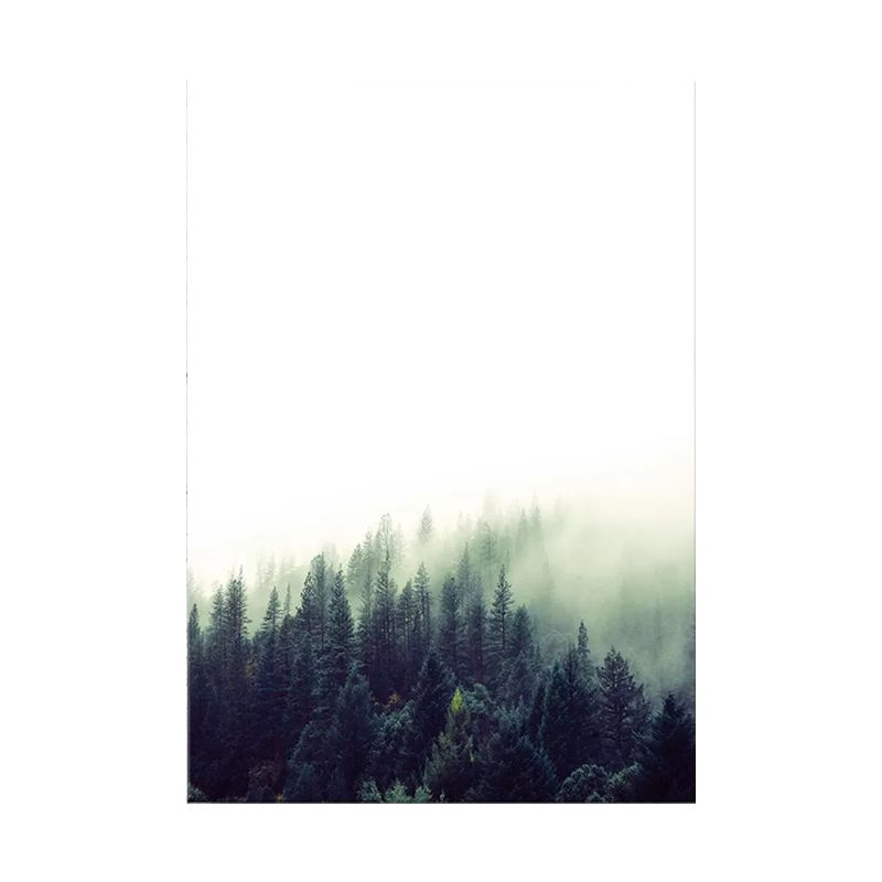 Modern Foggy Forest Wall Art Pastel Color Living Room Canvas Print, Textured