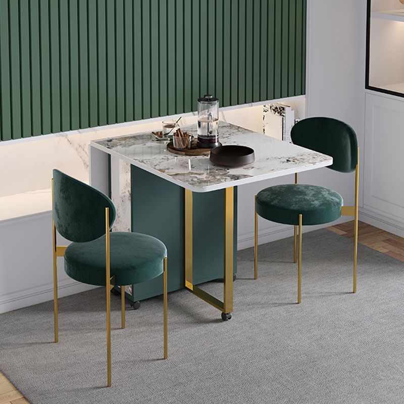 Modern Foldable Dinette Set 1/2/3/5 Pieces Rectangle White Sintered Stone Dining Table Set