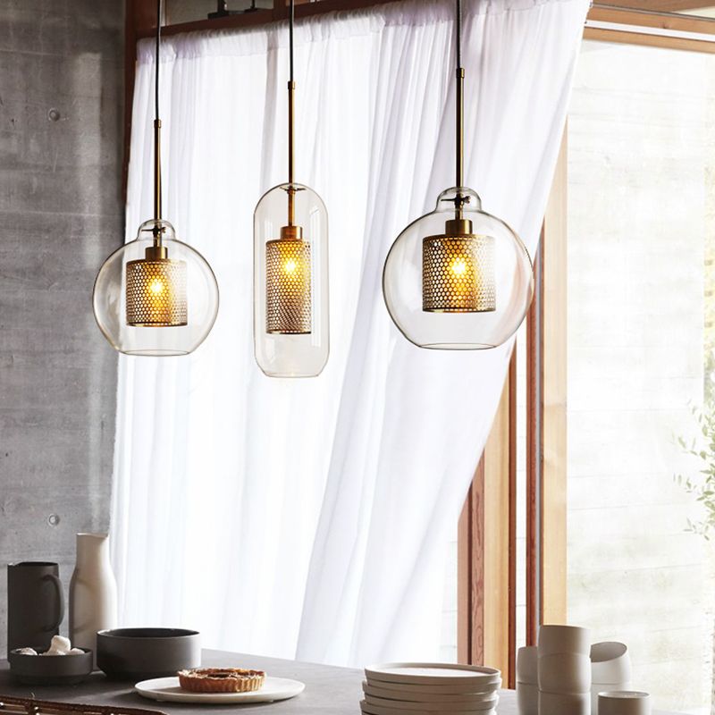 Glass Shade Hanging Light Industrial Style Pendant Lighting Ayémorrat pour le salon