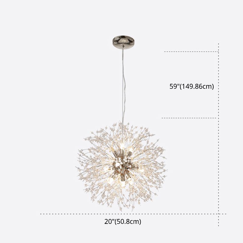Contemporary Simplicity Style Dandelion Chandelier with Crystal Beads Shade Home Decorative Lighting Fixture for Dining Room