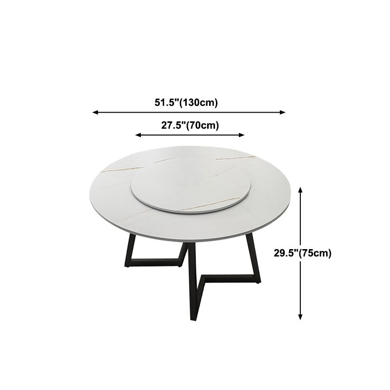 Round Double Pedestal Table Simplicity Style Dining Site Table with Turntable