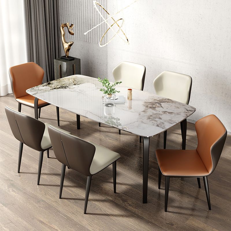 Rectangle Dining Table Industrial Dining Table with Black Frame