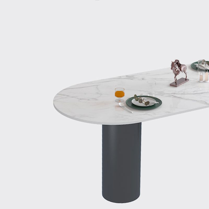 Sintered Stone Dining Table Modern White Top Dining Table with Black Frame