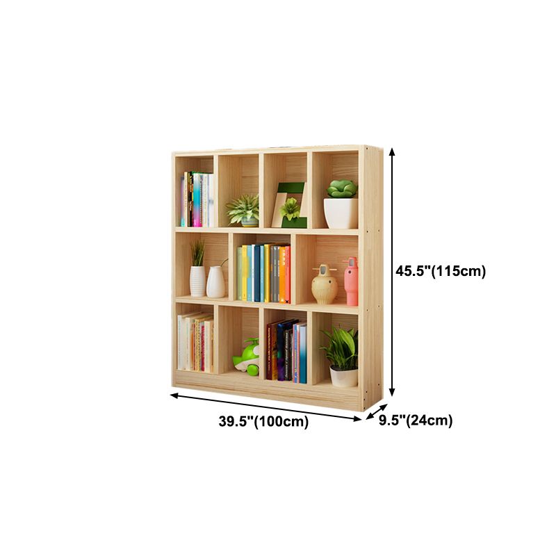 Natural Pine Wood Standard Bookshelf Modern Closed Back Bookcase for Classroom