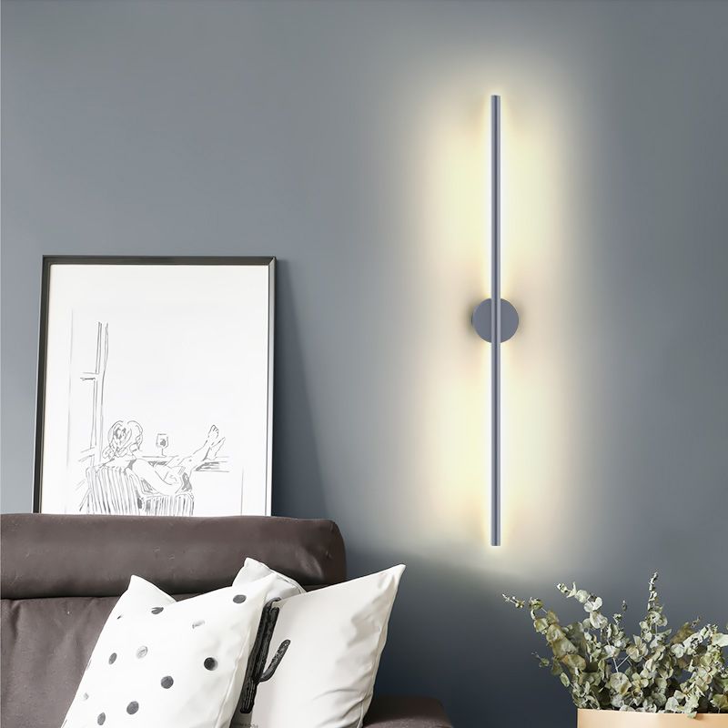 Zeitgenössische graue Wandleuchte gerade Form LED -Wandleuchten mit Metall für Schlafzimmer