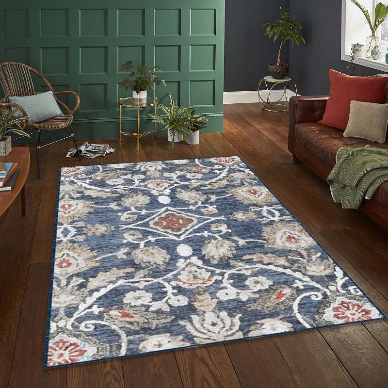 Bohemian Style Indoor Rug Polyester Area Rug Stain Resistant for Living Room