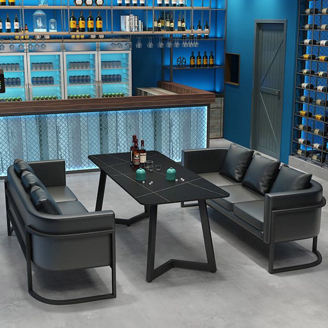 Industrial Style Sintered Stone Dinner Room Kitchen Table Black Metal Base Table for Dinning Room
