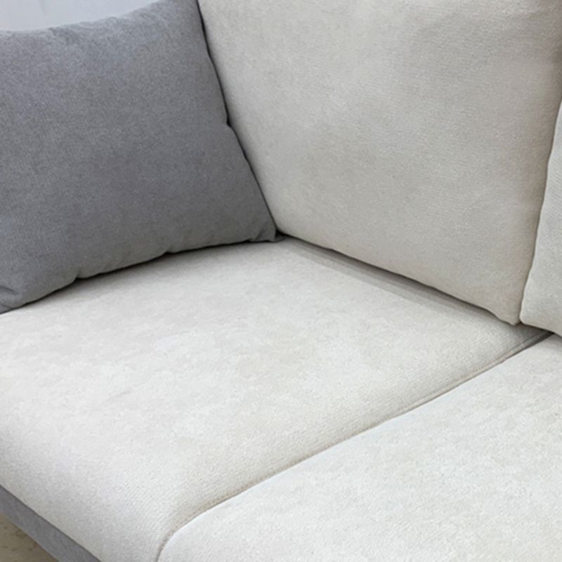 Contemporary Fabric Stationary Square Arm Loveseat with Loose Back