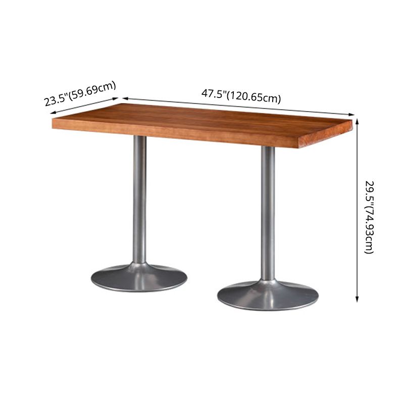 Industrial Wooden Dining Room Set with Rectangle Table and Iron Base Kitchen Table Set