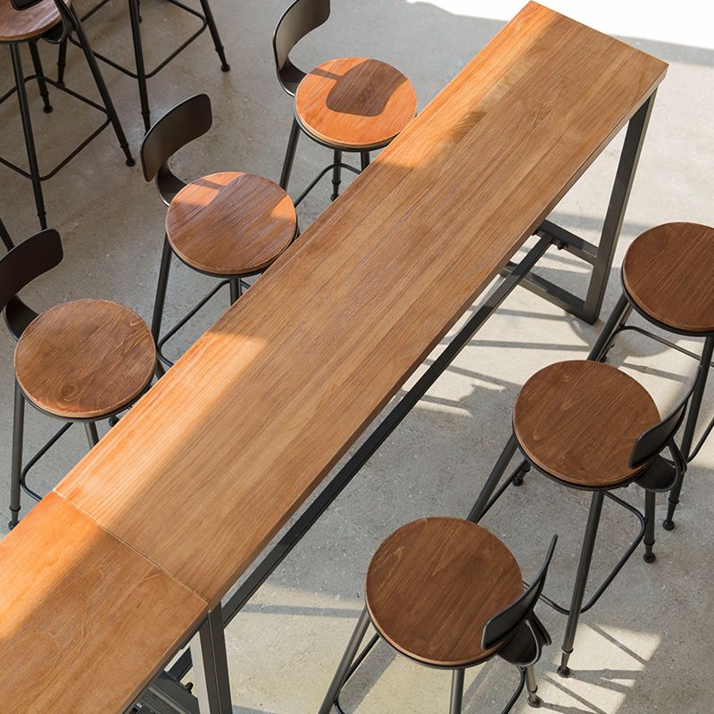 Industrial Rectangle Bar Table Solid Wood Trestle Base Bar Dining Table