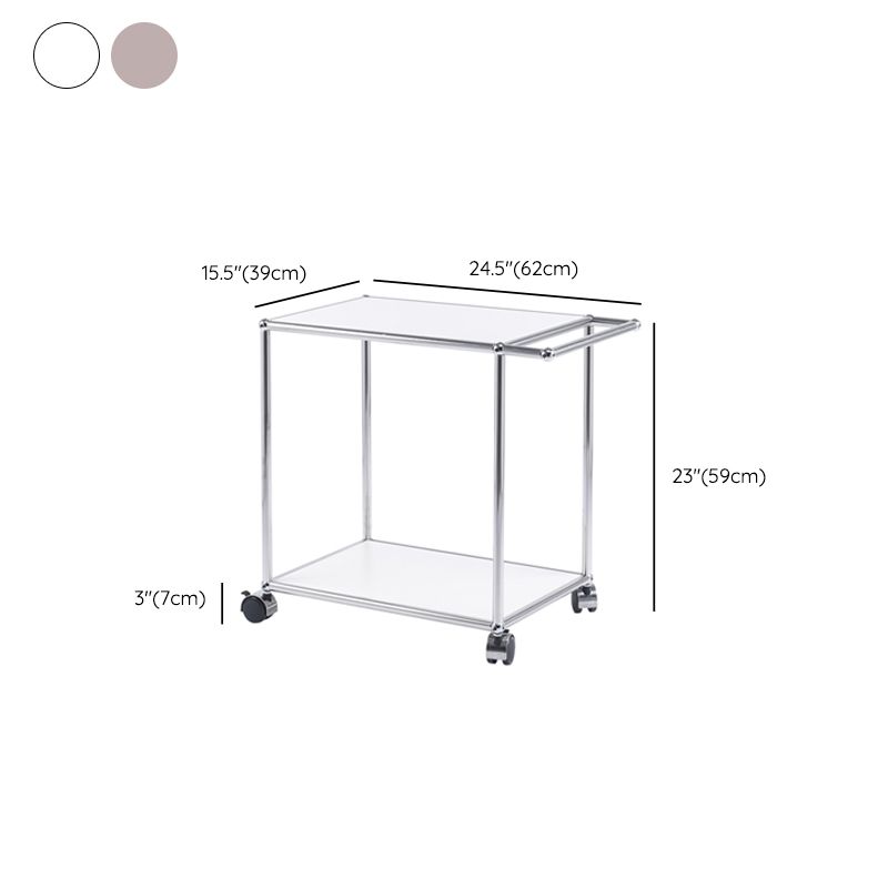 Contemporary Simple Rectangular End Table with Casters 1-Shelf 23.2" Tall Side Table