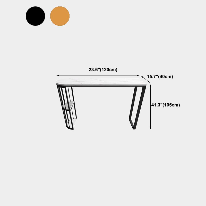 Dining Table Modern White Sintered Stone Bar Table with Storage Shelve