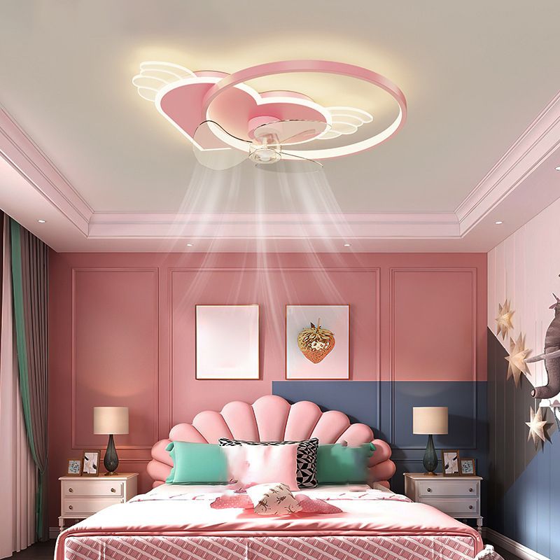 3-Blade Fan with Light Children Pink Ceiling Fan for Hallway Foyer