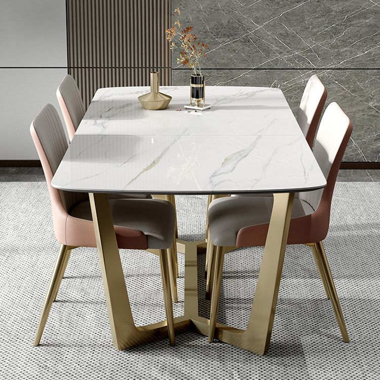 Glam 1/4/5/7 Pieces White Dining Table Set with Sintered Stone Top Scalable Dinette Set