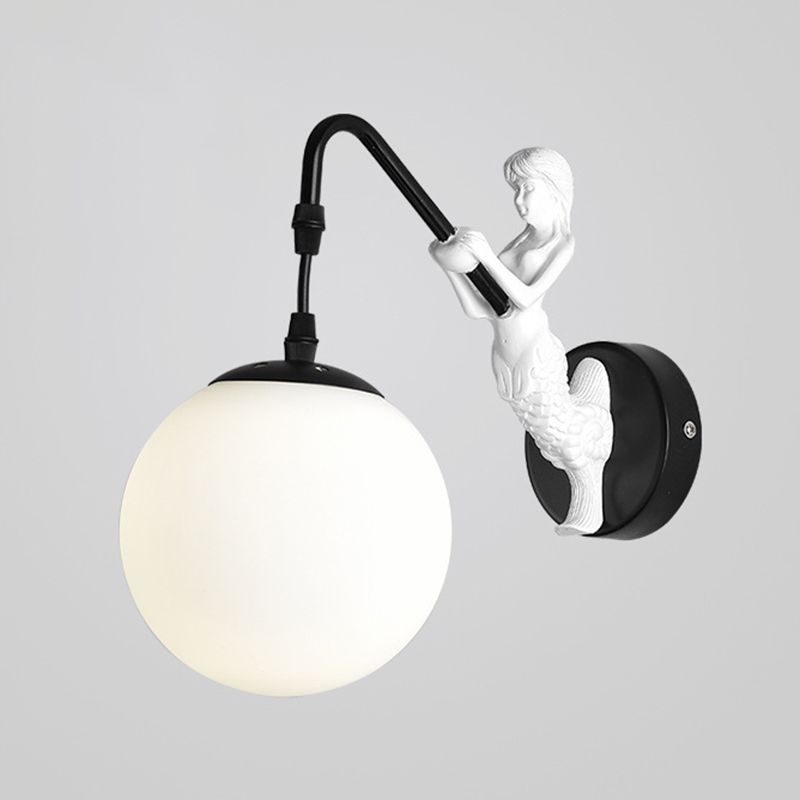 Industrial Style Globe Shape Wall Sconce Glass 1 Light Sconces for Bedroom