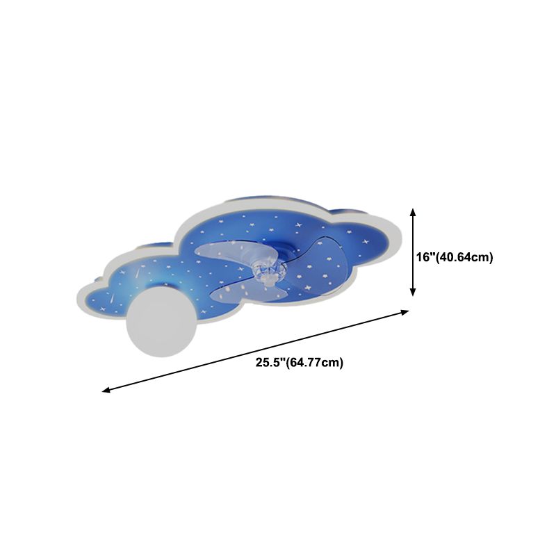 3-Blade Fan with Light Children Blue Ceiling Fan for Restaurant