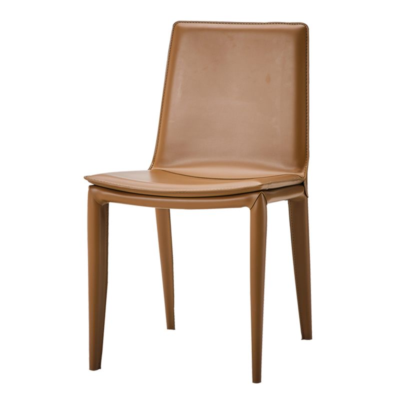 Silla de comedor sin brazos de cuero moderno, sillas de comedor de metal para uso en restaurantes